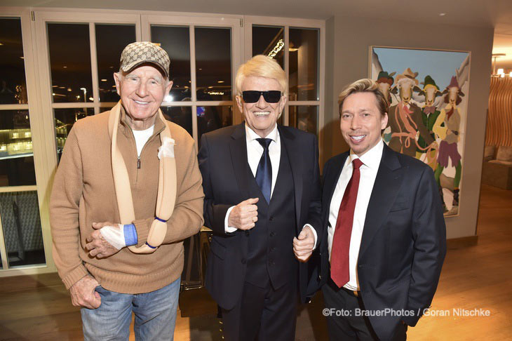 Fr&eacute;d&eacute;ric Prinz von Anhalt, Heino mit Manager Helmut Werner  beim 4. &bdquo;Kinderlachen Parallel-Slalom  Klein mit Gro&szlig;&ldquo; und &bdquo;Charity-Kochen&ldquo; und Dinner im Hotel Grand Tirolia in Kitzb&uuml;hel am 21./22.02.2026 &copy;Foto: BrauerPhotos / Goran Nitschke 